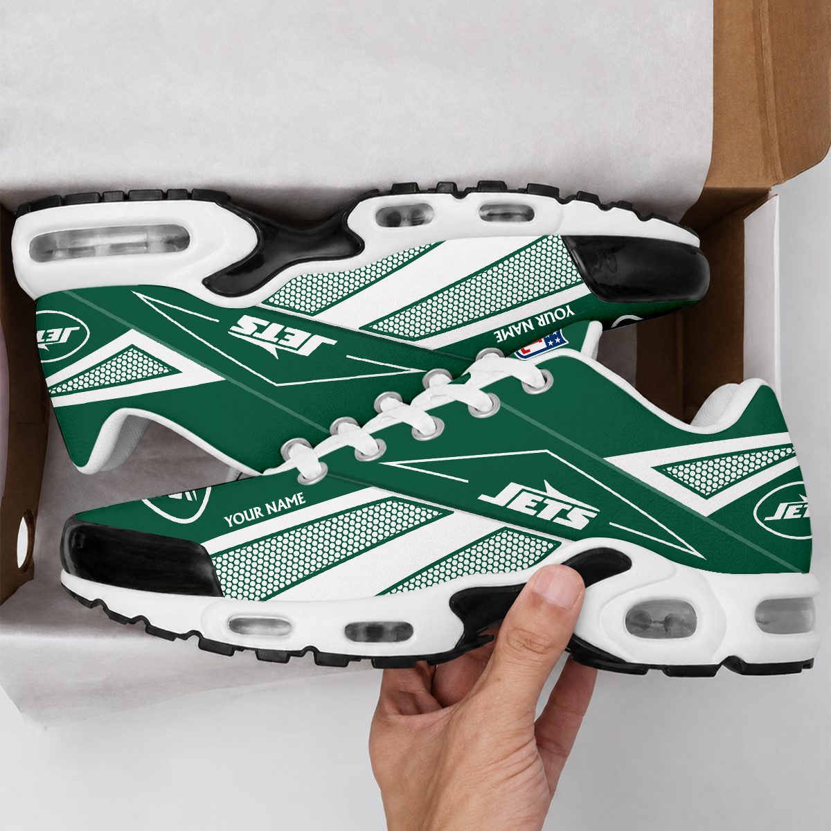 LIMITED EDITION - NEW CUSTOMIZED NFL25 NYJ NEW YORK JETS AIR MAX PLUS SNEAKERS