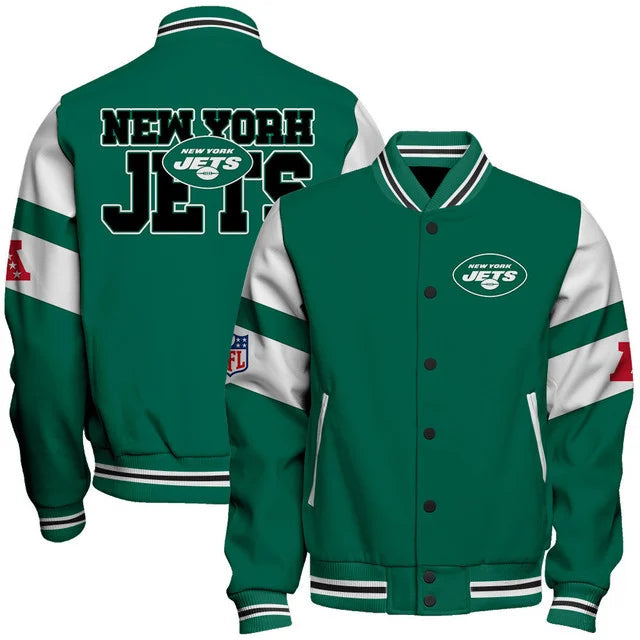 VIRAL EDITION - NEW CUSTOMIZED NFL25 NYJ NEW YORK JETS SATIN VARSITY & BASEBALL JACKET