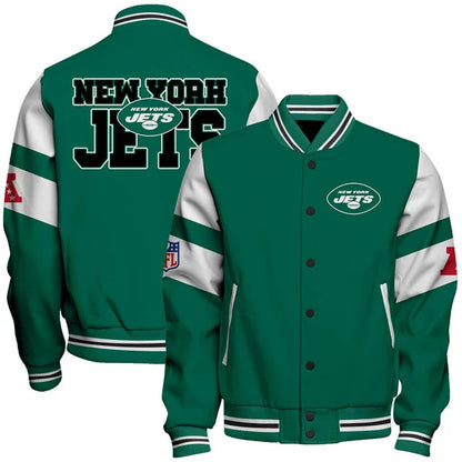 VIRAL EDITION - NEW CUSTOMIZED NFL25 NYJ NEW YORK JETS SATIN VARSITY & BASEBALL JACKET
