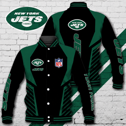 LIMITED EDITION - NEW CUSTOMIZED NFL25 NYJ NEW YORK JETS SATIN VARSITY & BASEBALL JACKET