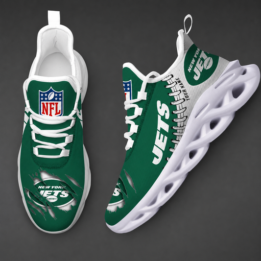 FINAL SALE - NEW CUSTOMIZED NFL25 NYJ NEW YORK JETS UNISEX MAX SOUL SHOES