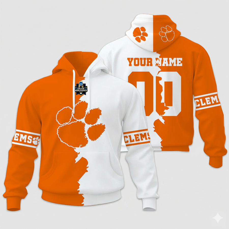 MEGA SALE - NEW CUSTOMIZED COLLEGE WORLD SERIES NCAA25 CLEMSON TIGERS UNISEX HOODIE & ZIP HOODIE