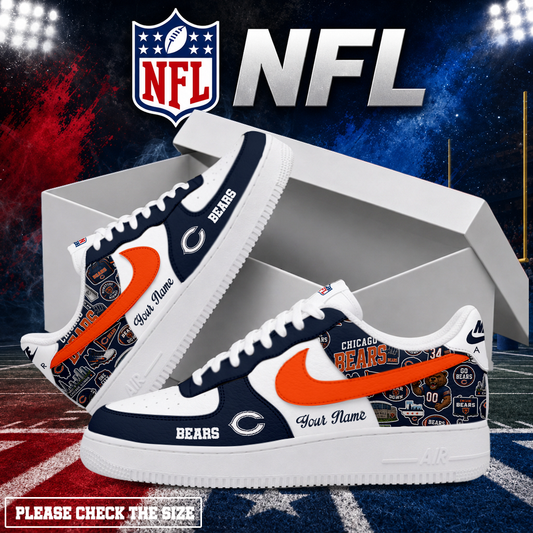 FINAL SALE - NEW CUSTOMIZED NFL26 CCB CHICAGO BEARS AF1 SHOES