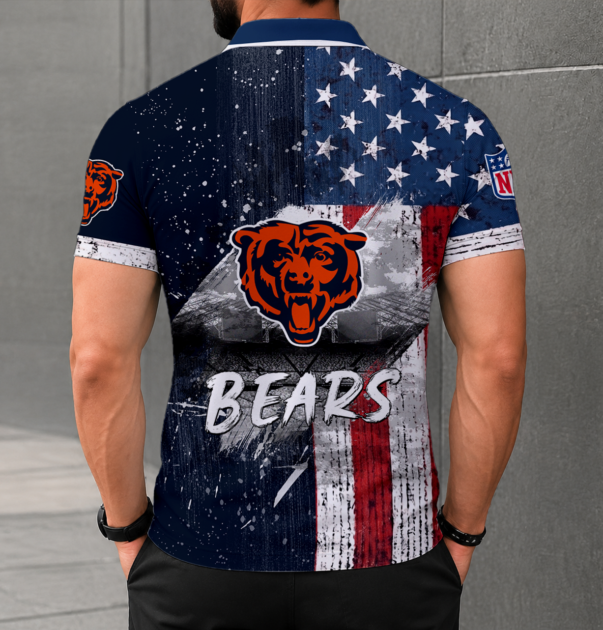 FINAL SALE - NEW CUSTOMIZED NFL26 CCB CHICAGO BEARS POLO SHIRT