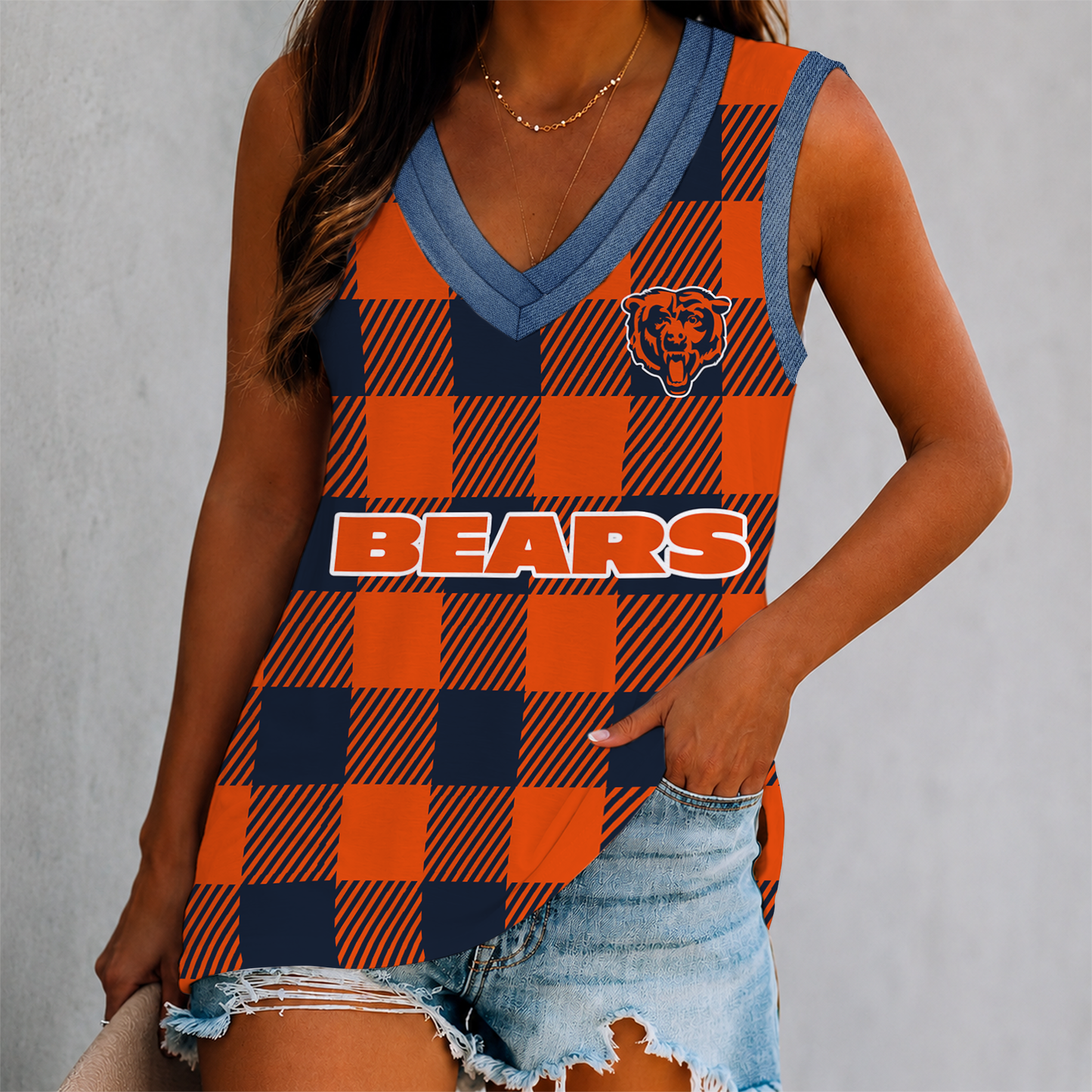 FLASH SALE - NEW CUSTOMIZED NFL26 CCB CHICAGO BEARS WOMEN'S V-NECK TANK TOP
