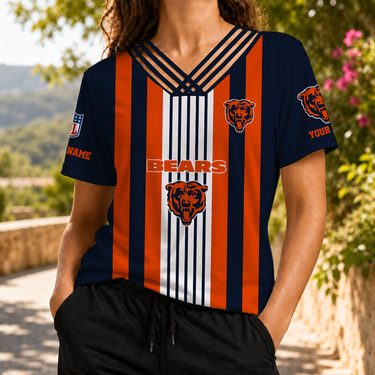 FINAL SALE - NEW CUSTOMIZED NFL26 CCB CHICAGO BEARS V-NECK SHIRT