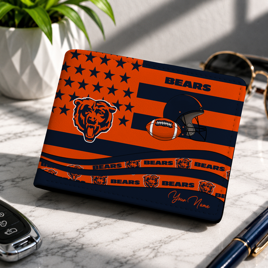 FINAL SALE - NEW CUSTOMIZED NFL26 CCB CHICAGO BEARS LEATHER WALLET