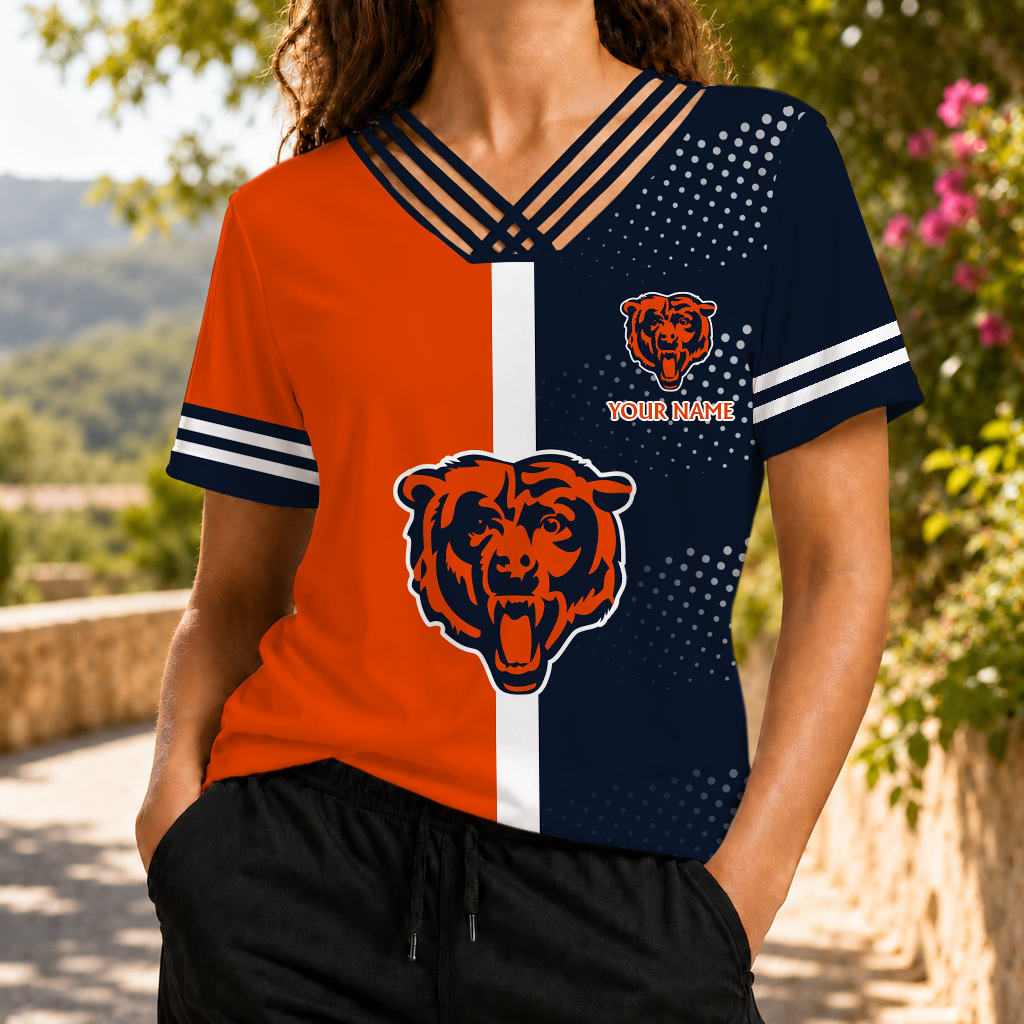VIRAL EDITION - NEW CUSTOMIZED NFL26 CCB CHICAGO BEARS V-NECK SHIRT