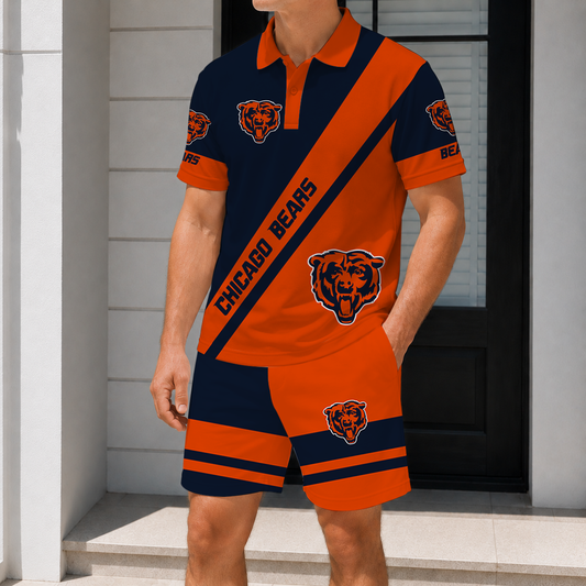 FINAL SALE - NEW CUSTOMIZED NFL26 CCB CHICAGO BEARS POLO SHIRT & SHORT PANTS SET