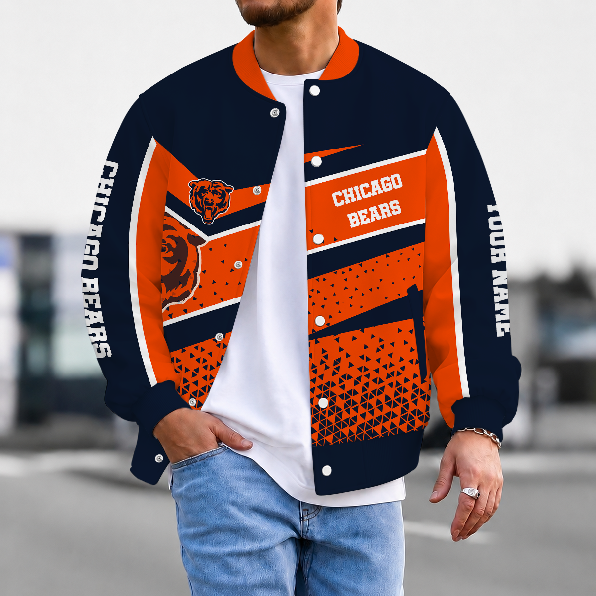FLASH SALE - NEW CUSTOMIZED NFL26 CCB CHICAGO BEARS SATIN VARSITY & BASEBALL JACKET