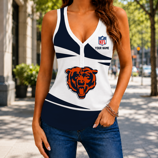 FINAL SALE - NEW CUSTOMIZED NFL26 CCB CHICAGO BEARS WOMEN'S V-NECK TANK TOP