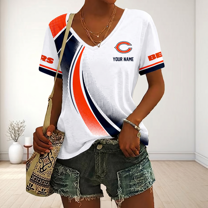 FINAL SALE - NEW CUSTOMIZED NFL26 CCB CHICAGO BEARS V-NECK FEMALE SHIRT