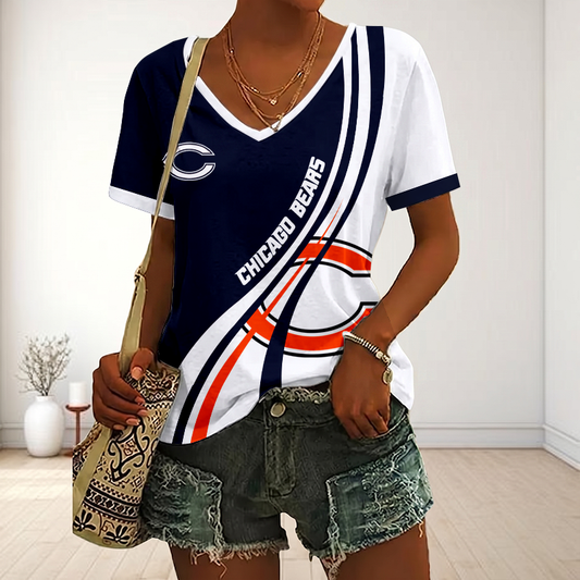 LIMITED EDITION - NEW CUSTOMIZED NFL26 CCB CHICAGO BEARS V-NECK FEMALE SHIRT