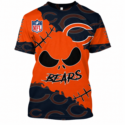 SPECIAL EDITION - NEW CUSTOMIZED NFL26 CCB CHICAGO BEARS HALLOWEEN SKULL APPAREL FOR FANS