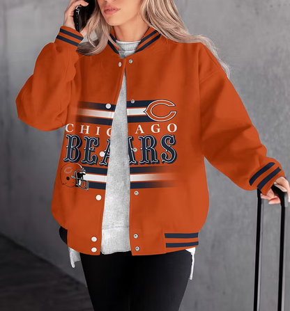FINAL SALE - NEW CUSTOMIZED NFL26 CCB CHICAGO BEARS SATIN VARSITY & BASEBALL JACKET