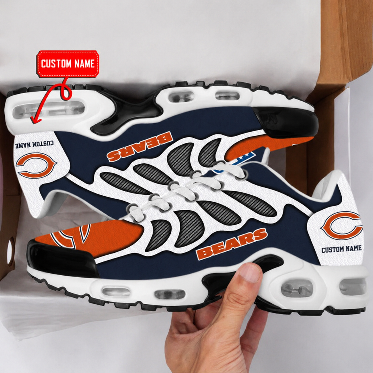 HOT DEAL - NEW CUSTOMIZED NFL26 CCB CHICAGO BEARS AIR MAX PLUS SNEAKERS