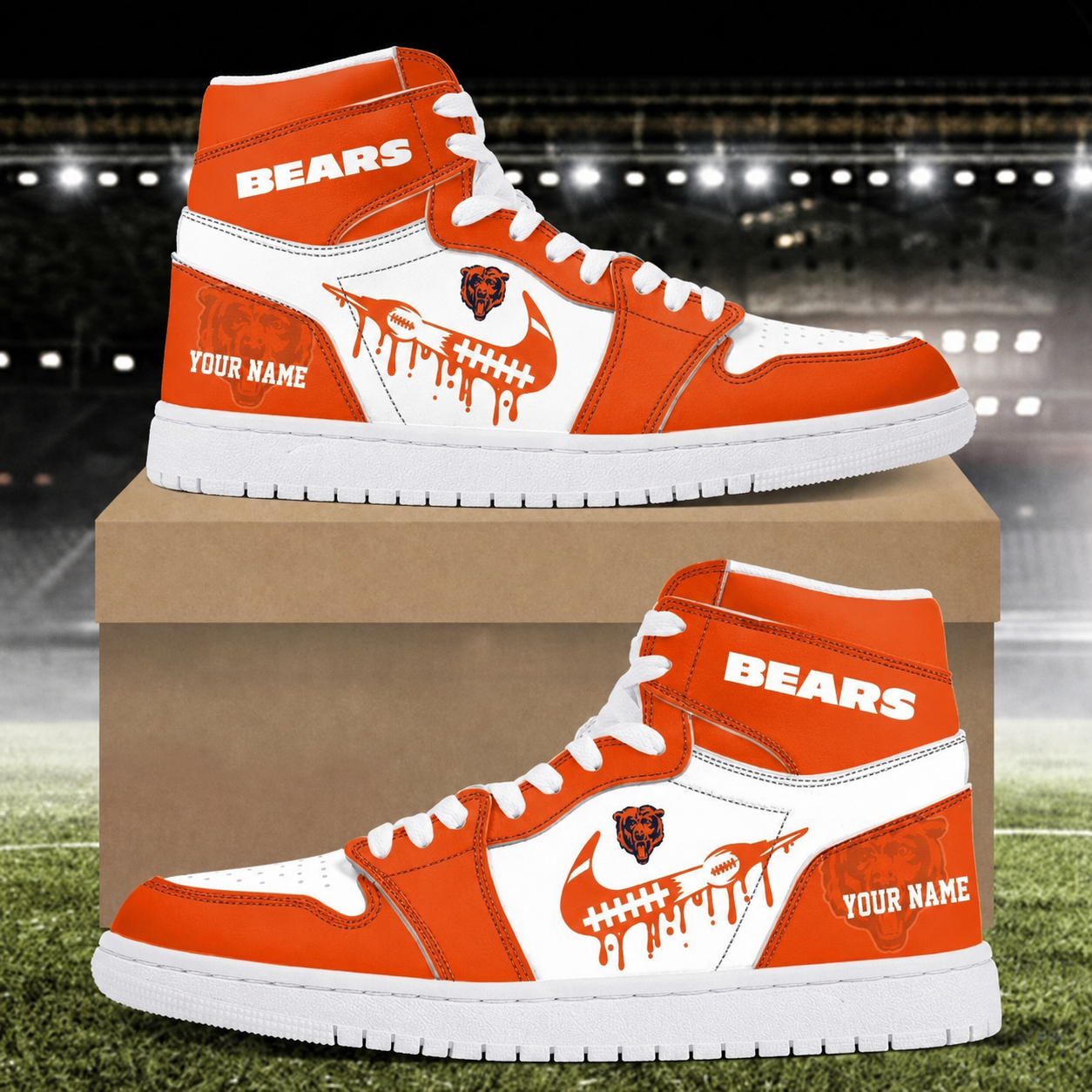 EXCLUSIVE EDITION - NEW CUSTOMIZED NFL26 CCB CHICAGO BEARS AIR JORDAN SNEAKERS