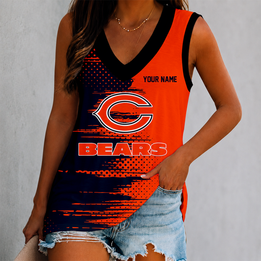 FINAL SALE - NEW CUSTOMIZED NFL26 CCB CHICAGO BEARS WOMEN'S V-NECK TANK TOP