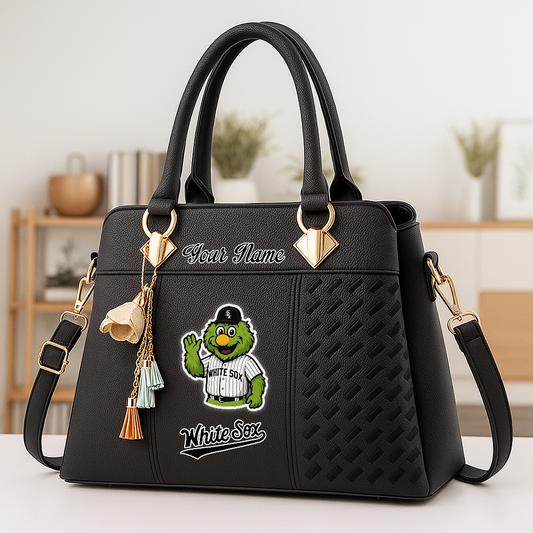 LIMITED EDITION - NEW CUSTOMIZED MLB26 CWS CW SOX ZIP HANDBAG MULTICOLOR