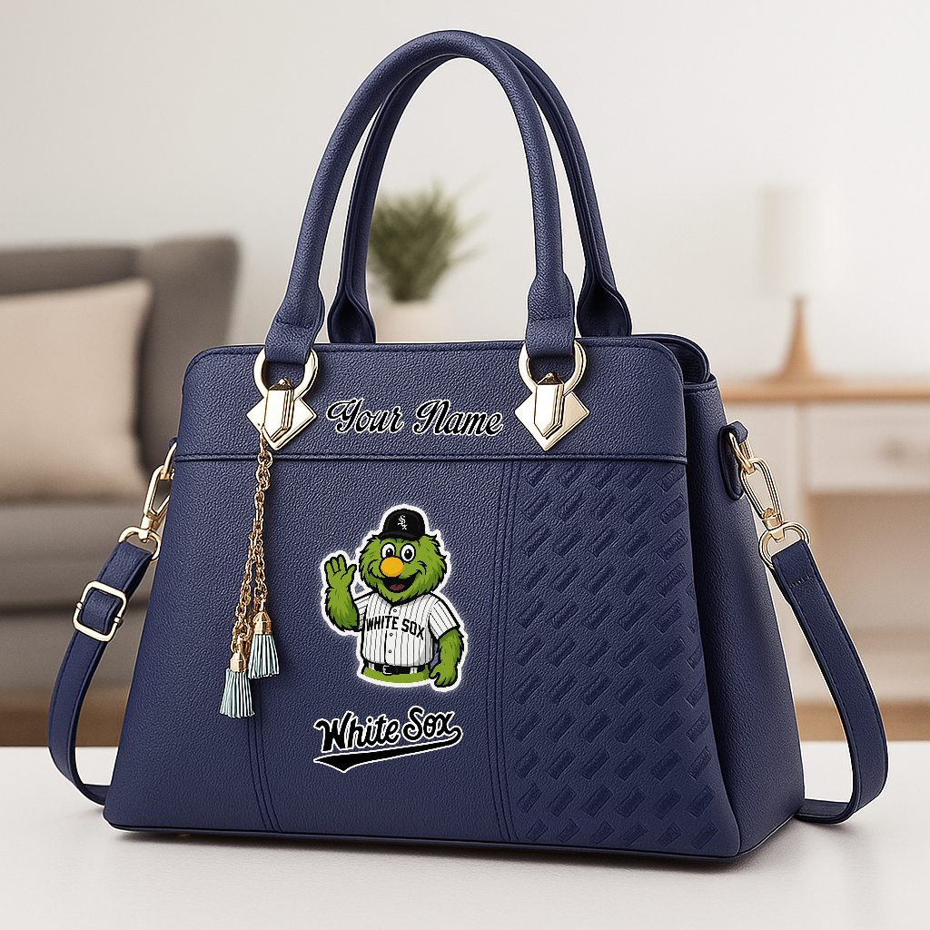 LIMITED EDITION - NEW CUSTOMIZED MLB26 CWS CW SOX ZIP HANDBAG MULTICOLOR