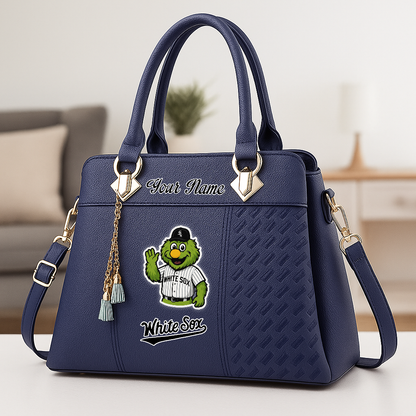 LIMITED EDITION - NEW CUSTOMIZED MLB26 CWS CW SOX ZIP HANDBAG MULTICOLOR