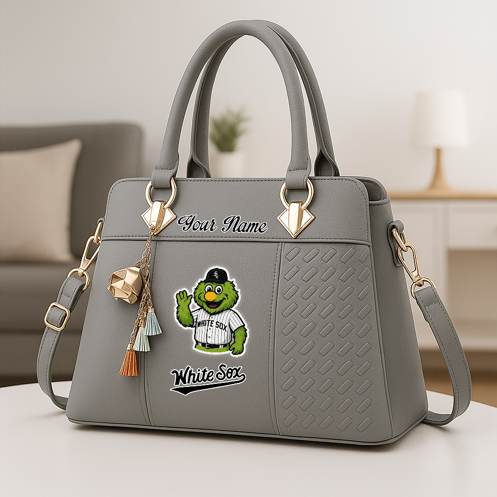 LIMITED EDITION - NEW CUSTOMIZED MLB26 CWS CW SOX ZIP HANDBAG MULTICOLOR
