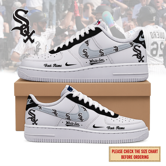 FINAL SALE - NEW CUSTOMIZED MLB26 CWS CHICAGO WHITE SOX AF1 SHOES