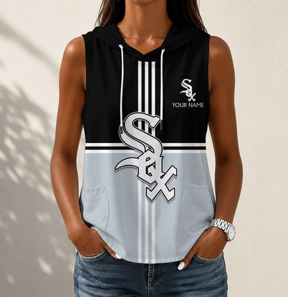 VIRAL EDITION - NEW CUSTOMIZED MLB26 CWS CHICAGO WHITE SOX WOMEN'S SLEEVELESS HOODED POCKET TANK TOP