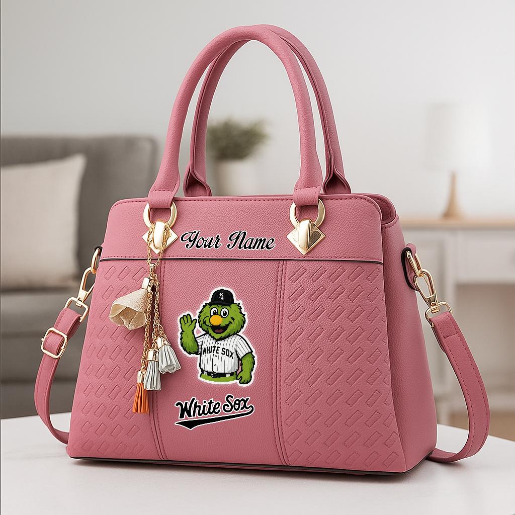 LIMITED EDITION - NEW CUSTOMIZED MLB26 CWS CW SOX ZIP HANDBAG MULTICOLOR