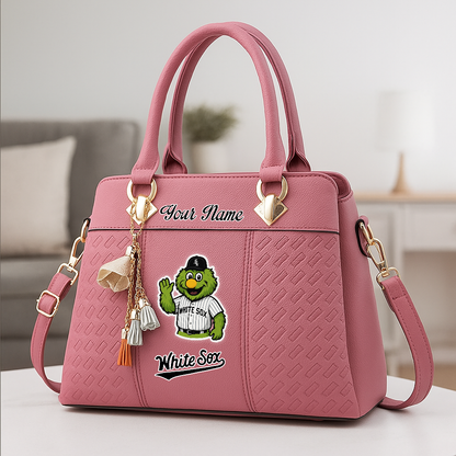 LIMITED EDITION - NEW CUSTOMIZED MLB26 CWS CW SOX ZIP HANDBAG MULTICOLOR