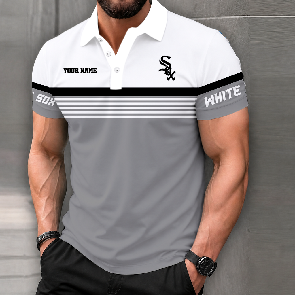 LIMITED EDITION - NEW CUSTOMIZED MLB26 CWS CHICAGO WHITE SOX POLO SHIRT