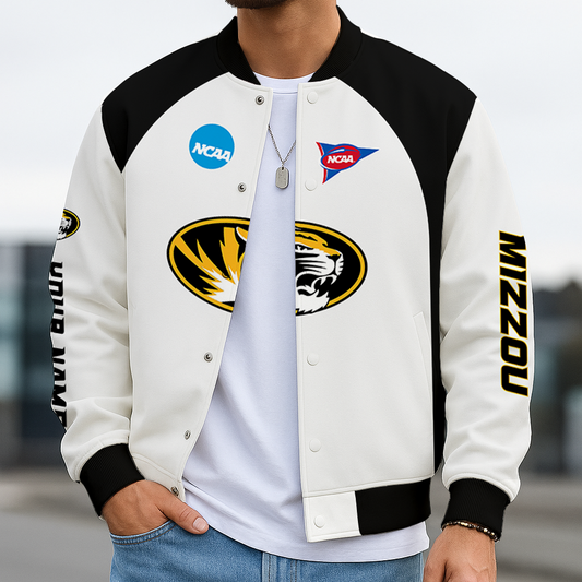 LIMITED DROP - NEW CUSTOMIZED NCAA FOOTBALL BOWL SUBDIVISION 26 MST MISSOURI TIGERS BASEBALL JACKET, SATIN VARSITY JACKET