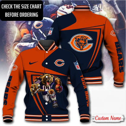 LIMITED EDITION - NEW CUSTOMIZED NFL26 CCB CHICAGO BEARS SATIN VARSITY & BASEBALL JACKET