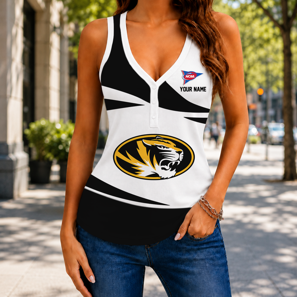 SPECIAL EDITION - NEW CUSTOMIZED NCAA FBS26 MST MISSOURI TIGERS WOMEN'S V-NECK TANK TOP