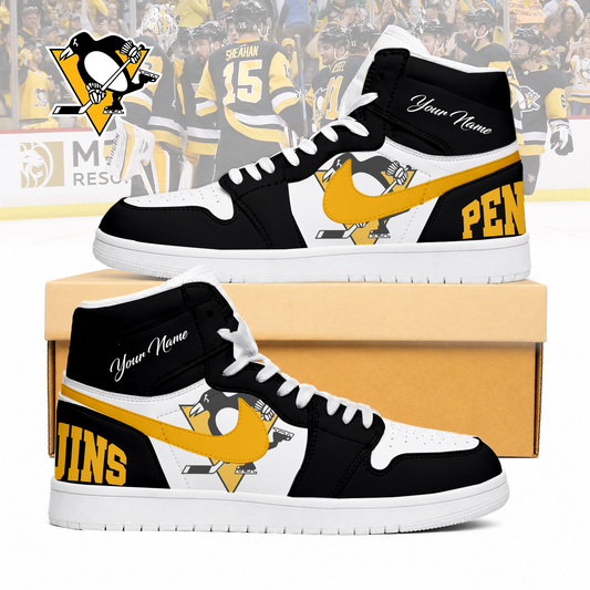 FINAL SALE - NEW CUSTOMIZED NHL26 PBP PITTSBURGH PENGUINS AIR JORDAN SNEAKERS
