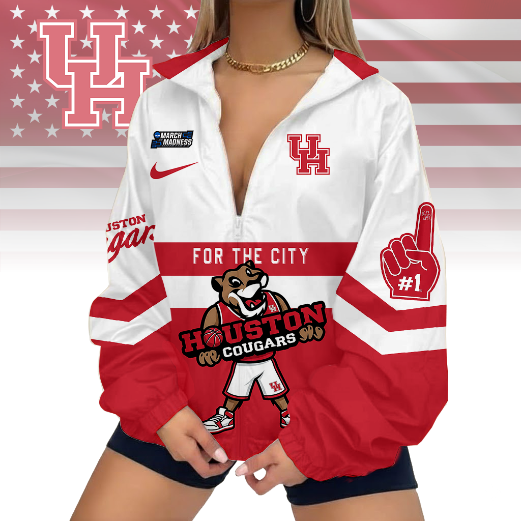 LIMITED EDITION - NEW CUSTOMIZED MAM NCAA26 HOC HO COUGARS V-NECK ZIPPER JACKET
