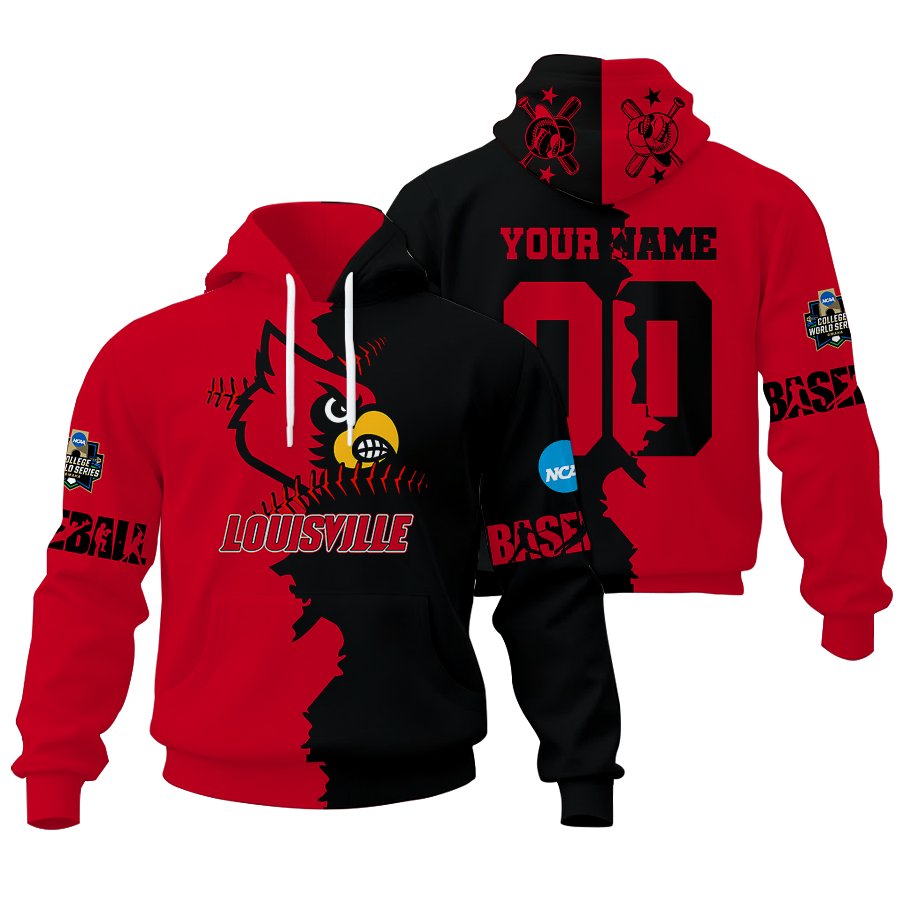 FINAL CLEARANCE - NEW CUSTOMIZED COLLEGE WORLD SERIES NCAA26 LOUISVILLE CARDINALS UNISEX HOODIE & ZIP HOODIE