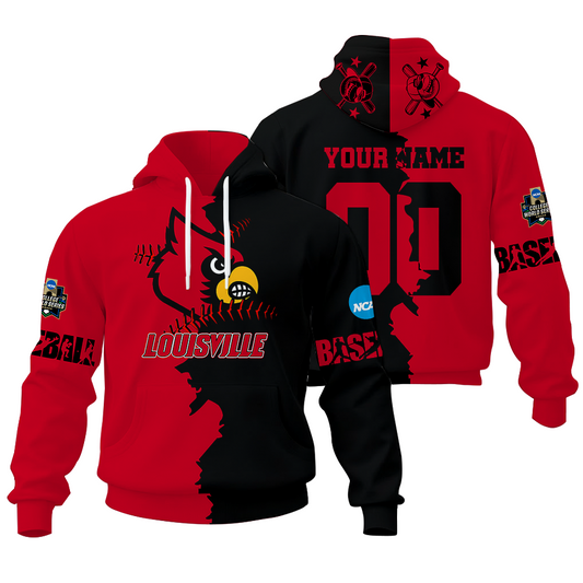 FINAL CLEARANCE - NEW CUSTOMIZED COLLEGE WORLD SERIES NCAA26 LOUISVILLE CARDINALS UNISEX HOODIE & ZIP HOODIE