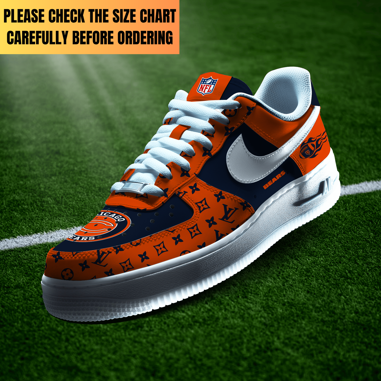 VIRAL EDITION - NEW CUSTOMIZED NFL26 CCB CHICAGO BEARS AF1 SHOES