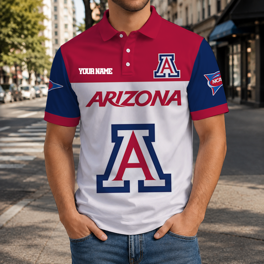 SPECIAL OFFER - NEW CUSTOMIZED NCAA FBS27 ARW ARIZONA WILDCATS POLO SHIRT, ZIP POLO SHIRT & T-SHIRTS