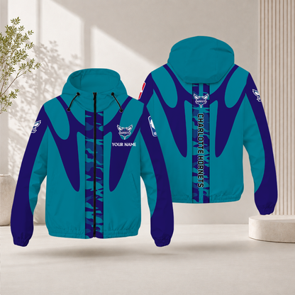 FINAL SALE - NEW CUSTOMIZED NBA27 CHO CHARLOTTE HORNETS WINDBREAKER JACKET