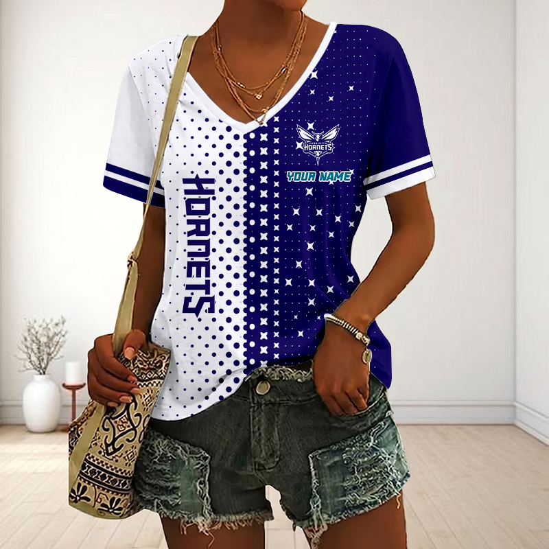 VIRAL EDITION - NEW CUSTOMIZED NBA27 CHO CHARLOTTE HORNETS V-NECK FEMALE SHIRT