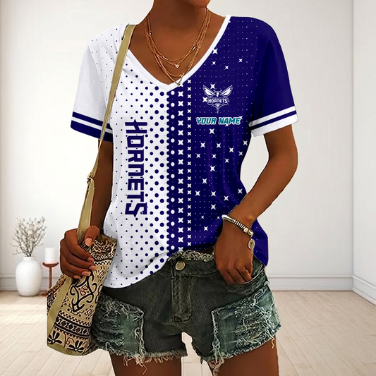 VIRAL EDITION - NEW CUSTOMIZED NBA27 CHO CHARLOTTE HORNETS V-NECK FEMALE SHIRT