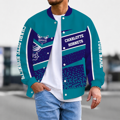 FLASH SALE - NEW CUSTOMIZED NBA27 CHO CHARLOTTE HORNETS BASEBALL JACKET, SATIN VARSITY JACKET