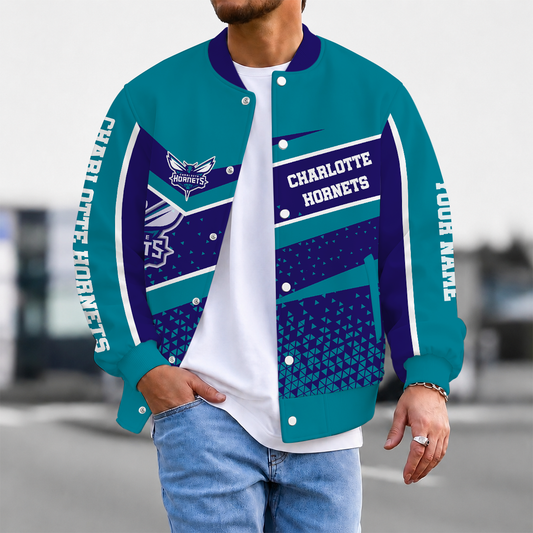 FLASH SALE - NEW CUSTOMIZED NBA27 CHO CHARLOTTE HORNETS BASEBALL JACKET, SATIN VARSITY JACKET
