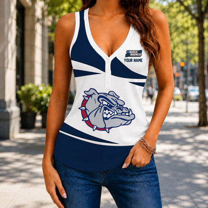 VIRAL EDITION - NEW CUSTOMIZED NCAA MAM27 GOB GONZAGA BULLDOGS WOMEN'S V-NECK TANK TOP