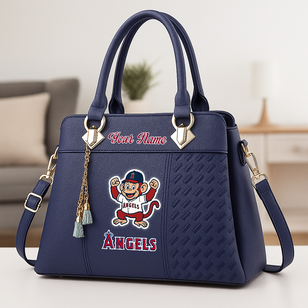 LIMITED EDITION - NEW CUSTOMIZED MLB27 LAA LA ANGELS ZIP HANDBAG MULTICOLOR