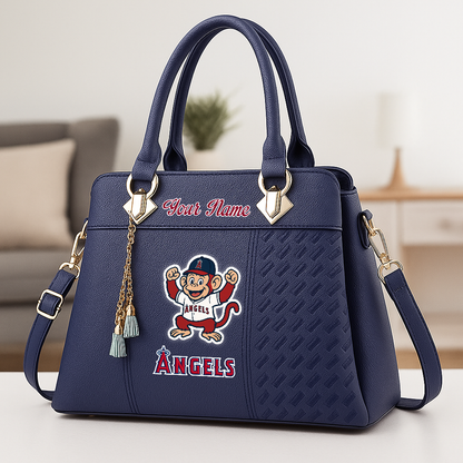 LIMITED EDITION - NEW CUSTOMIZED MLB27 LAA LA ANGELS ZIP HANDBAG MULTICOLOR
