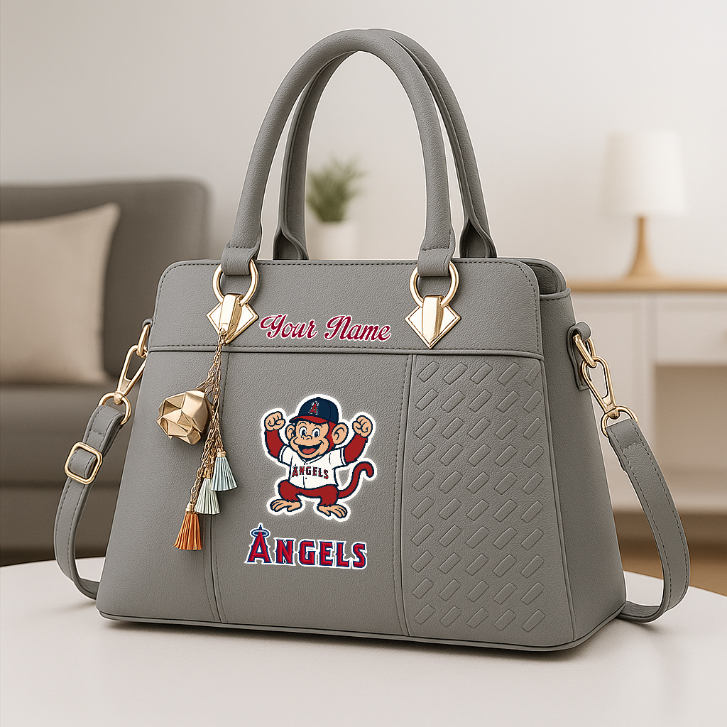 LIMITED EDITION - NEW CUSTOMIZED MLB27 LAA LA ANGELS ZIP HANDBAG MULTICOLOR