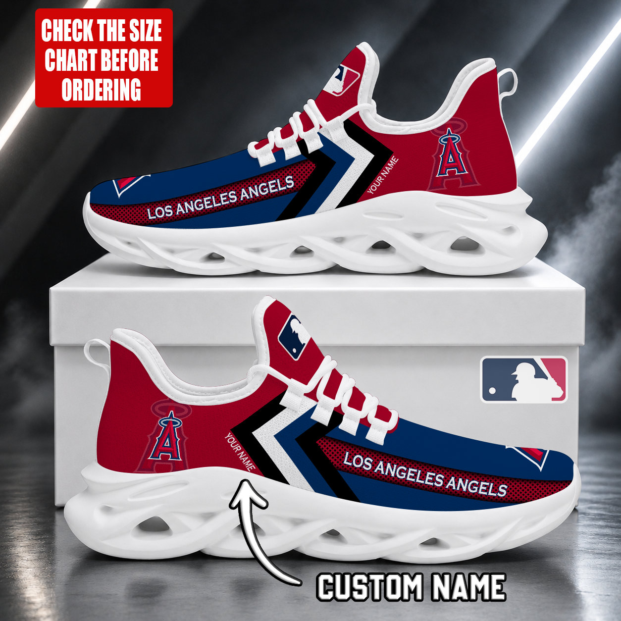 FINAL SALE - NEW CUSTOMIZED MLB27 LAA LOS ANGELES ANGELS MAX SOUL SHOES